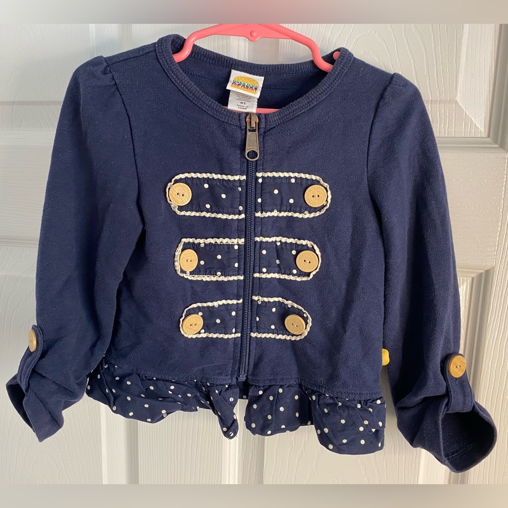 Harajuku mini for Target Size4T Navy blue  polkadot sweater &wooden buttons Used